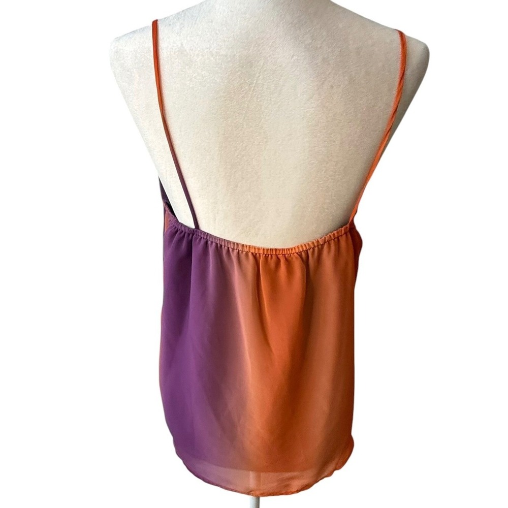 Adrienne Women Orange Purple Ombre Ruffle V-Neck Camisole Tank Top Size Medium - Picture 4 of 7